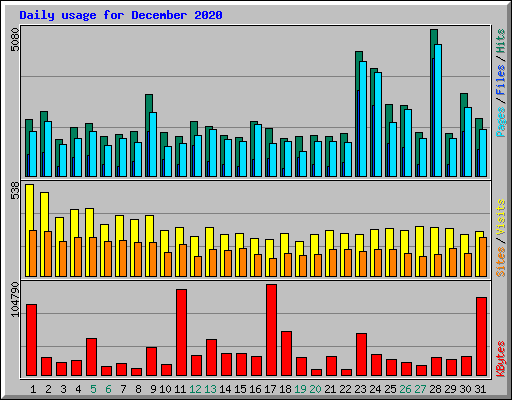 Daily usage for December 2020