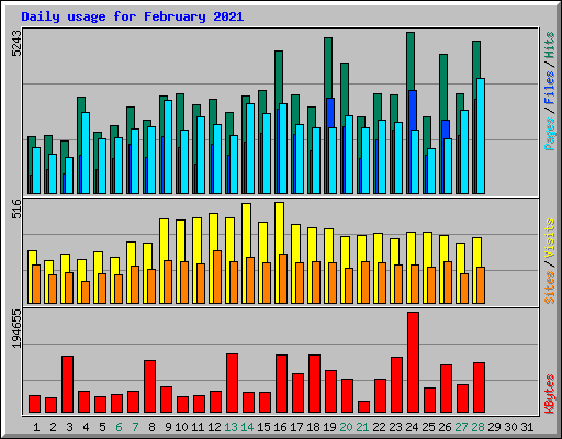 Daily usage for February 2021